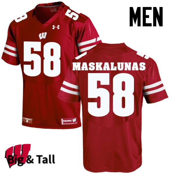 Wisconsin Badgers Men's #58 Mike Maskalunas NCAA Under Armour Authentic Red Big & Tall College Stitched Football Jersey AK40R31DO